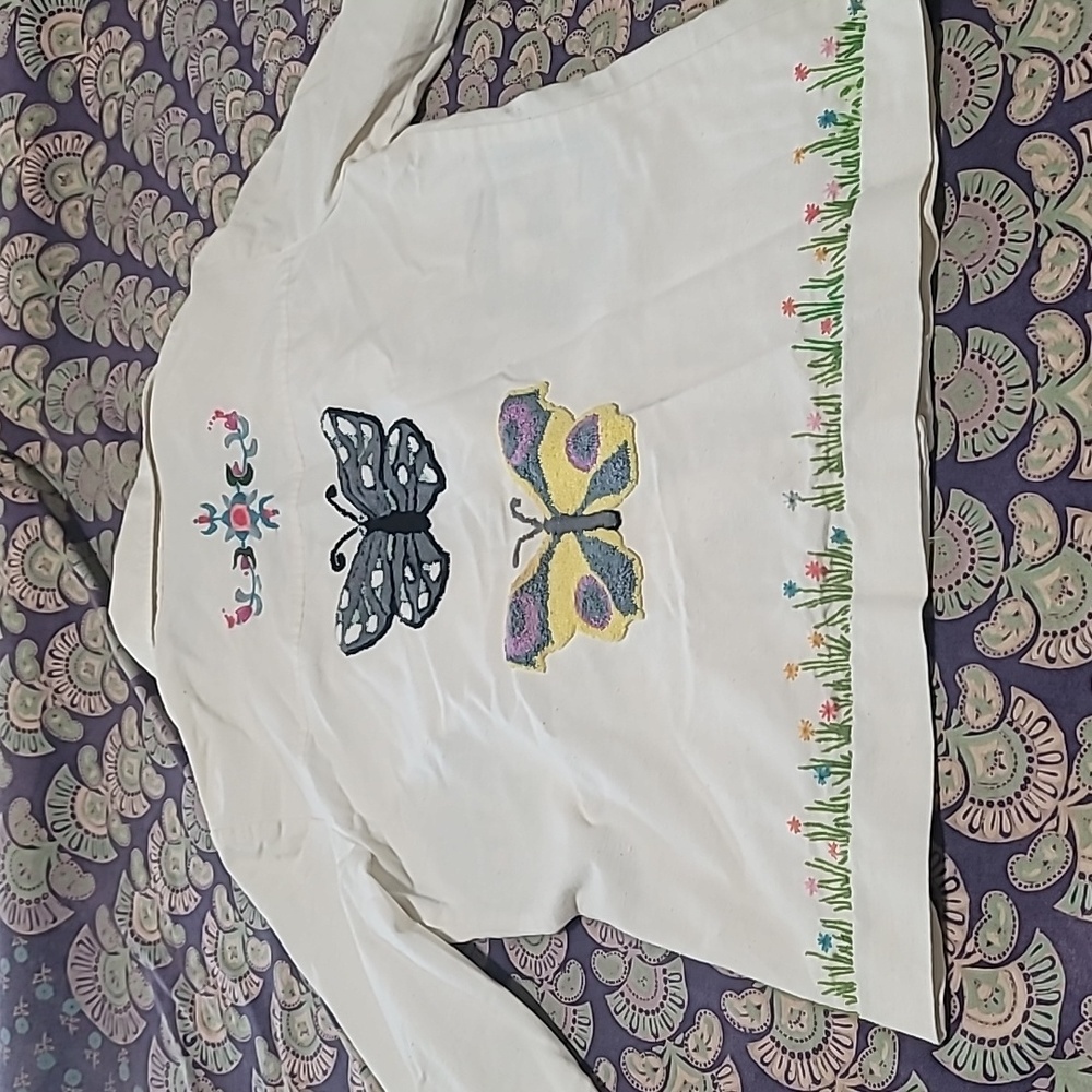 One-of-a-Kind Vintage Hand Embroidered Light Weight Linen Jacket - Picture 6 of 12
